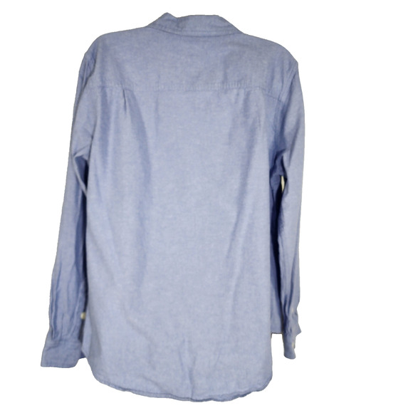 Duluth Trading Co 40 Grit Womens Chambray Shirt Blue Long Sleeve Button Large - Picture 2 of 9